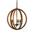 Karlis Rustic Globe Chandelier Light (3-Bulb) Round, Contemporary Steel Design With Wood Pattern Finish, Classic Home, Entryway And Foyer Decor