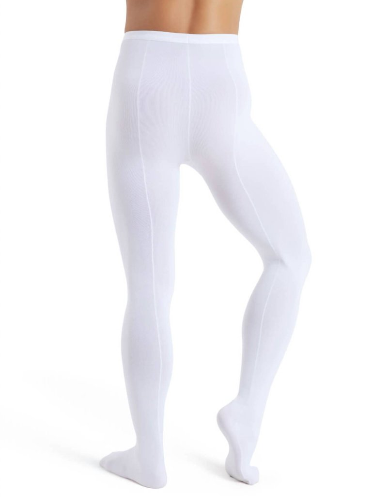 Men's Knit Footed Tights With Back Seams In Dyeable White