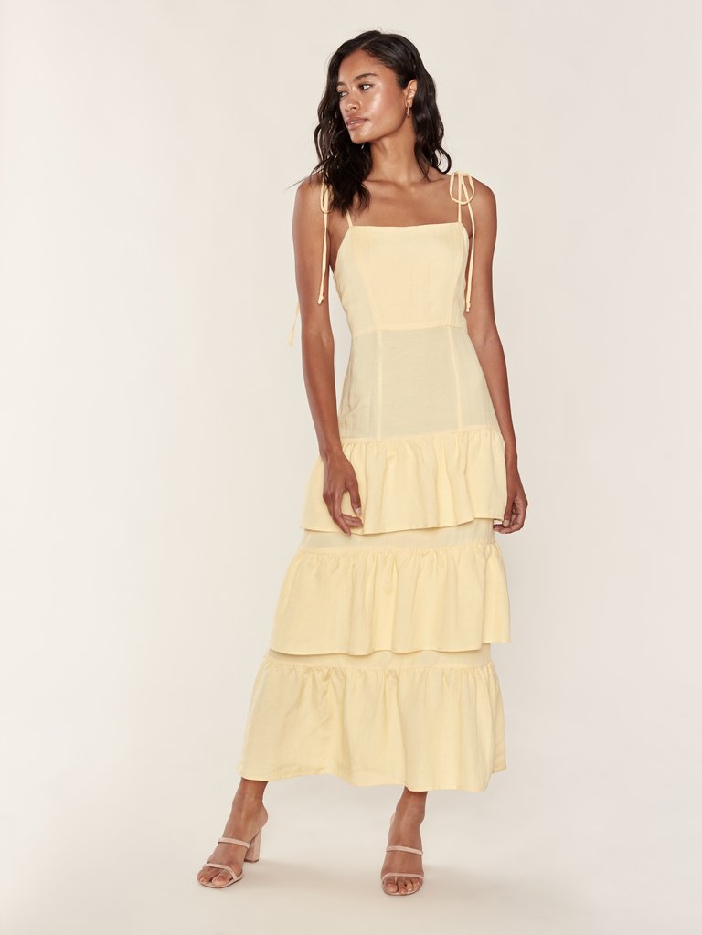 Quinn Tiered Maxi Dress - Lemon