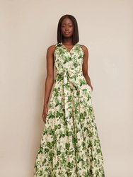 Adriana Dress - Olive Hanging Orchids