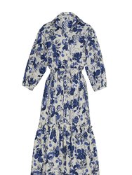 Hutton Dress - Eve Blue Hanging Orchids