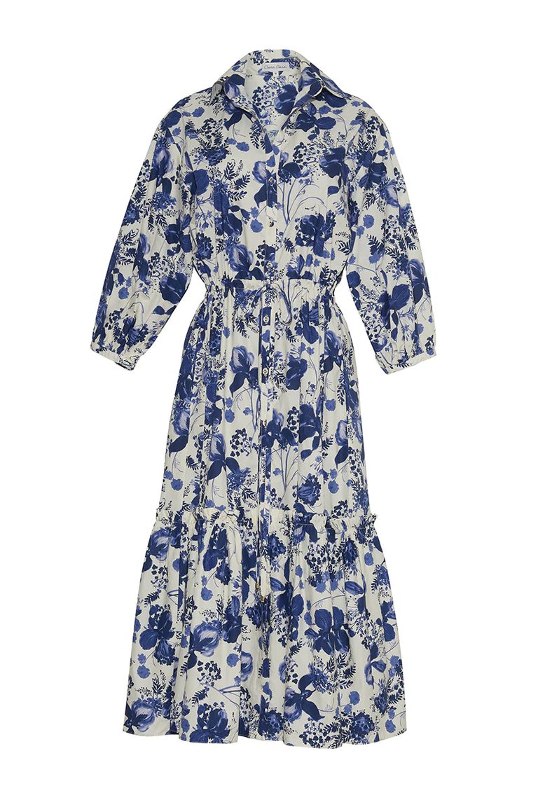 Hutton Dress - Eve Blue Hanging Orchids