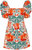 Women Kelly Egret Wild Blossoms Square Neck Puff Sleeves Mini Dress