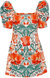 Women Kelly Egret Wild Blossoms Square Neck Puff Sleeves Mini Dress