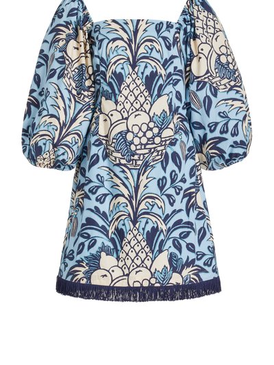 Cara Cara Women's Montauk Dress, Puff Sleeves Fruit Basket Mini Blue product