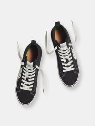 CATIBA High Stripe Black Suede and Canvas Contrast Thread Sneaker Men