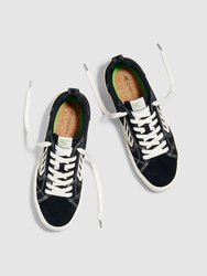 CATIBA PRO Skate Black Suede and Canvas Contrast Thread Ivory Logo Sneaker Women