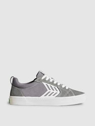 CATIBA PRO Skate Charcoal Grey Suede and Canvas Contrast Thread Ivory Logo Sneaker Men