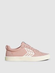 CATIBA PRO Skate Rose Suede and Canvas Contrast Thread Ivory Logo Sneaker Women - Rose/Ivory