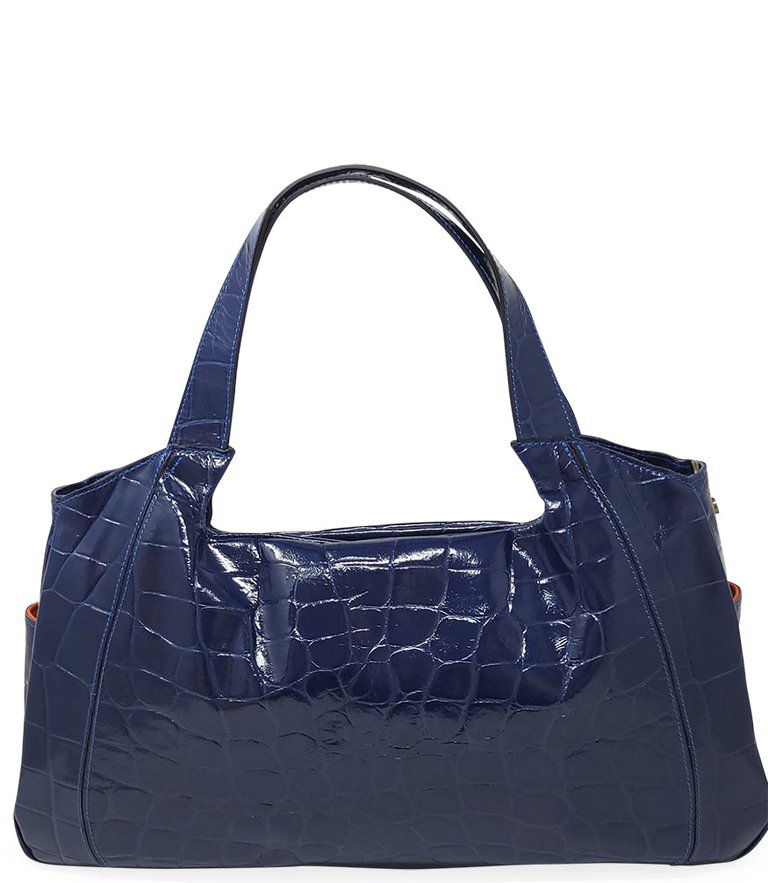 Navy Moc Croc Bag - Navy