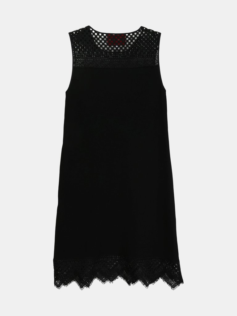 Carolina Herrera Women's Black Shift Dress With Guipure Lace