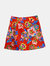 Women's Chili Red Multi Digital flowers Mini Skirt - Chili Red Multi