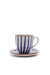 Etched Flower Coffee Set - Etched Flower Blue-White Stripes