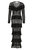  Long Sleeve Fringe Dress - Black