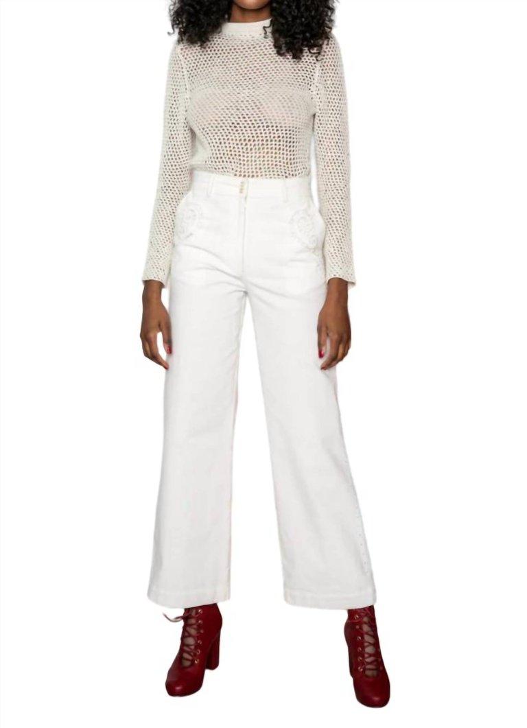 Sam High Waisted Corduroy Pant In Gardenia - Gardenia