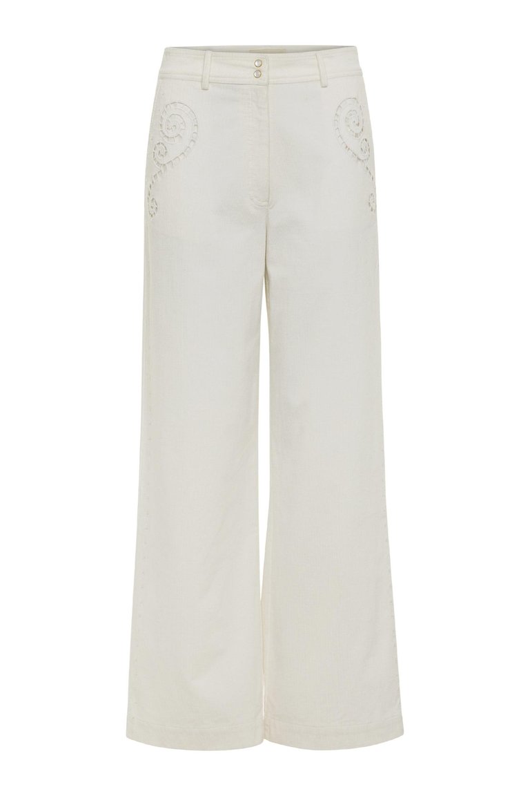 Sam High Waisted Corduroy Pant In Gardenia