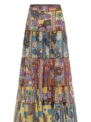 Women'S Catalina Skirt - Floral Tiles