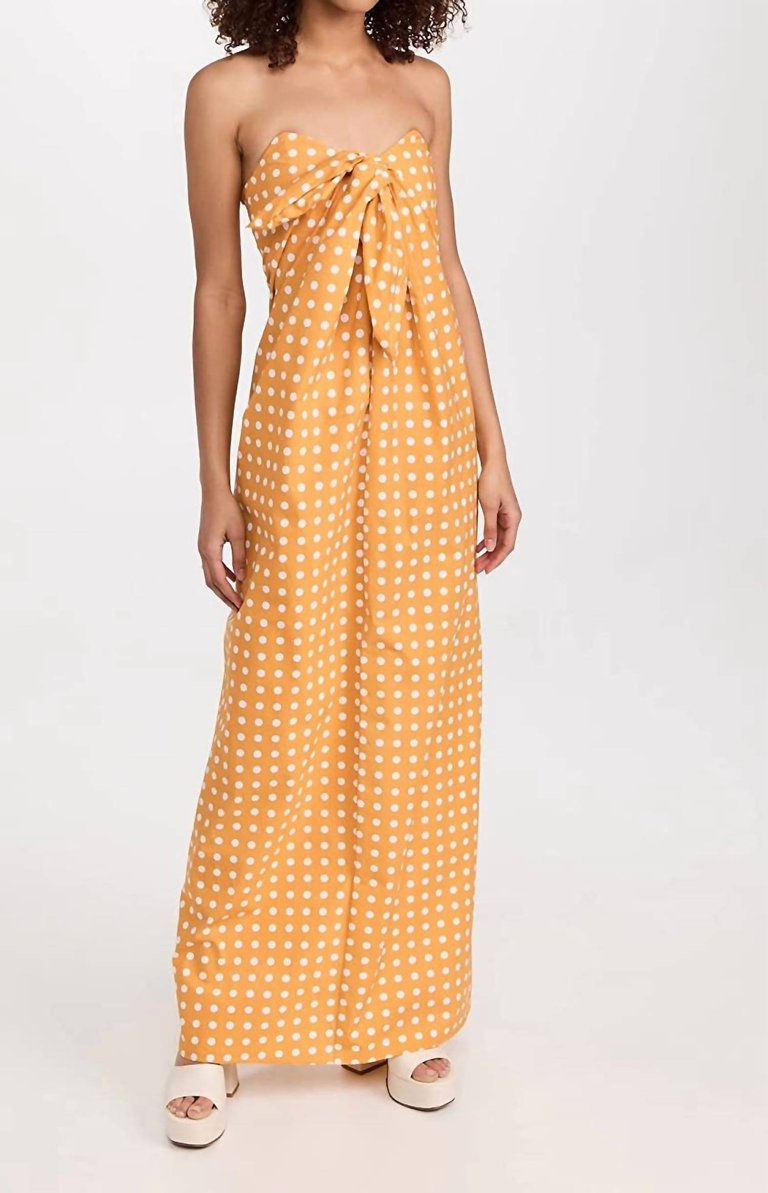Kaia Polka Dot Strapless Maxi Dress - Mustard