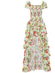 Women Margo Cut-Out Dress Gown Yellow Red Blanc Floral