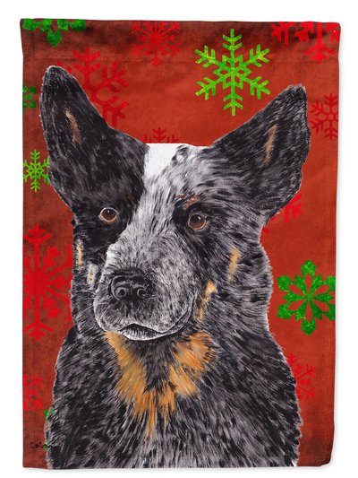 Caroline's Treasures 11 x 15 1/2 in. Polyester Australian Cattle Dog Red Green Snowflakes Christmas Garden Flag 2-Sided 2-Ply product