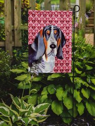 11 x 15 1/2 in. Polyester Basset Hound Hearts Love and Valentine's Day Portrait Garden Flag 2-Sided 2-Ply