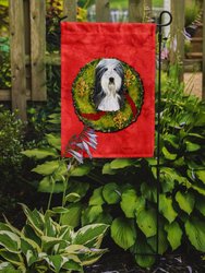 11 x 15 1/2 in. Polyester Bearded Collie Cristmas Wreath Garden Flag 2-Sided 2-Ply