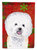 11 x 15 1/2 in. Polyester Bichon Frise Red and Green Snowflakes Holiday Christmas Garden Flag 2-Sided 2-Ply