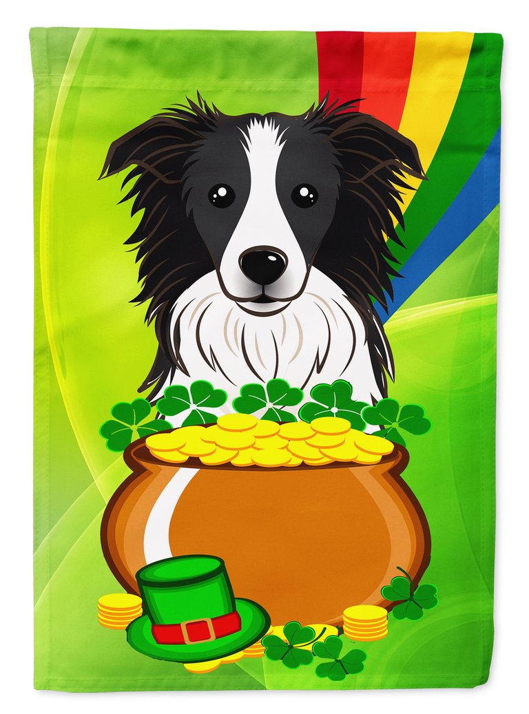11 x 15 1/2 in. Polyester Border Collie St. Patrick's Day Garden Flag 2-Sided 2-Ply