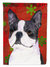 11 x 15 1/2 in. Polyester Boston Terrier Red Green Snowflakes Christmas Garden Flag 2-Sided 2-Ply