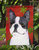 11 x 15 1/2 in. Polyester Boston Terrier Red Green Snowflakes Christmas Garden Flag 2-Sided 2-Ply