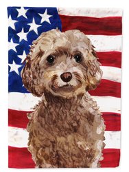 11 x 15 1/2 in. Polyester Brown Cockapoo Patriotic Garden Flag 2-Sided 2-Ply