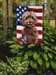 11 x 15 1/2 in. Polyester Brown Cockapoo Patriotic Garden Flag 2-Sided 2-Ply