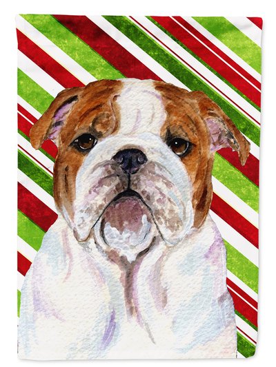 Caroline's Treasures 11 x 15 1/2 in. Polyester Bulldog English Candy Cane Holiday Christmas Garden Flag 2-Sided 2-Ply product
