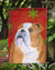 11 x 15 1/2 in. Polyester Bulldog English Red and Green Snowflakes Holiday Christmas Garden Flag 2-Sided 2-Ply