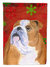 11 x 15 1/2 in. Polyester Bulldog English Red and Green Snowflakes Holiday Christmas Garden Flag 2-Sided 2-Ply