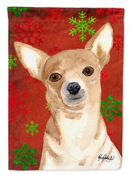 11 x 15 1/2 in. Polyester Chihuahua Red Snowflakes Garden Flag 2-Sided 2-Ply
