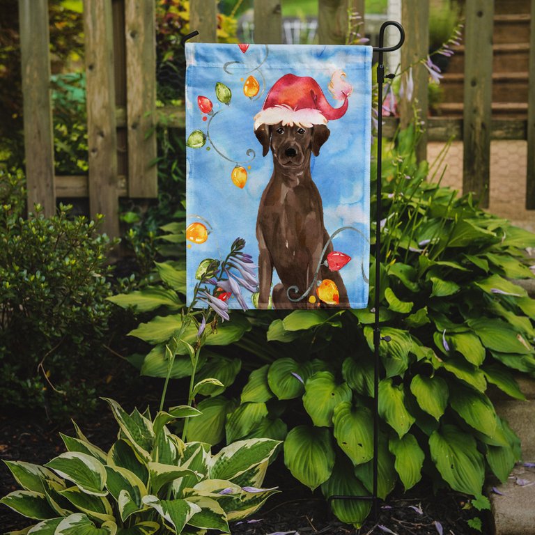 11 x 15 1/2 in. Polyester Christmas Lights Chocolate Labrador Retriever Garden Flag 2-Sided 2-Ply