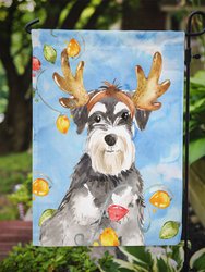 11 x 15 1/2 in. Polyester Christmas Lights Schnauzer Garden Flag 2-Sided 2-Ply
