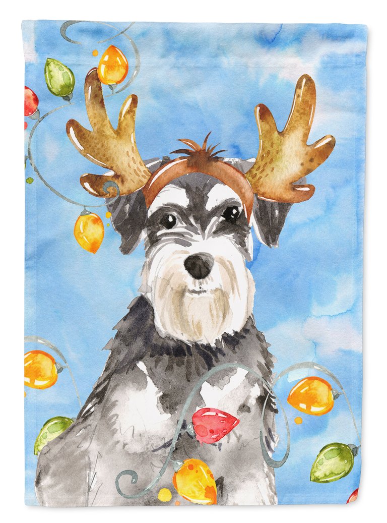 11 x 15 1/2 in. Polyester Christmas Lights Schnauzer Garden Flag 2-Sided 2-Ply