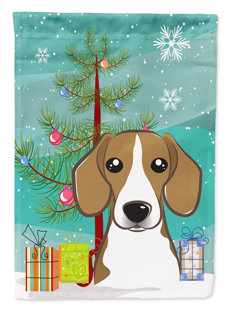 11 x 15 1/2 in. Polyester Christmas Tree and Beagle Garden Flag 2-Sided 2-Ply