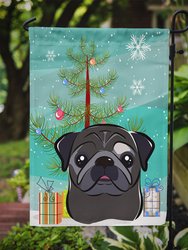 11 x 15 1/2 in. Polyester Christmas Tree and Black Pug Garden Flag 2-Sided 2-Ply