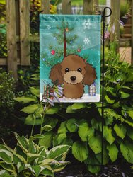 11 x 15 1/2 in. Polyester Christmas Tree and Chocolate Brown Poodle Garden Flag 2-Sided 2-Ply