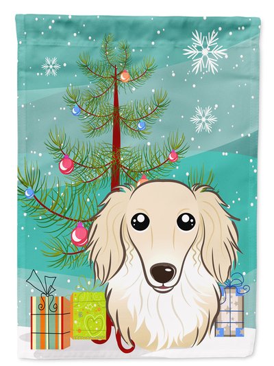 Caroline's Treasures 11 x 15 1/2 in. Polyester Christmas Tree and Longhair Creme Dachshund Garden Flag 2-Sided 2-Ply product
