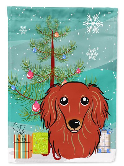Caroline's Treasures 11 x 15 1/2 in. Polyester Christmas Tree and Longhair Red Dachshund Garden Flag 2-Sided 2-Ply product