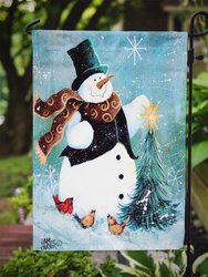 11 x 15 1/2 in. Polyester Christmas Tree Friends Snowman Garden Flag 2-Sided 2-Ply