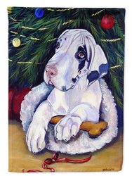 11 x 15 1/2 in. Polyester Christmas Tree with Harlequin Great Dane  Garden Flag 2-Sided 2-Ply