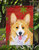 11 x 15 1/2 in. Polyester Corgi Red and Green Snowflakes Holiday Christmas Garden Flag 2-Sided 2-Ply