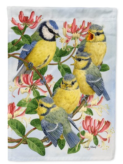 Caroline's Treasures 11 x 15 1/2 in. Polyester Eurasian Blue Tits at feeding time Garden Flag 2-Sided 2-Ply product