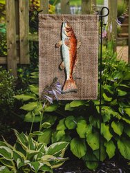11 x 15 1/2 in. Polyester Fish Red Fish  on Faux Burlap Garden Flag 2-Sided 2-Ply