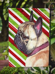 11 x 15 1/2 in. Polyester French Bulldog Frenchie Candy Cane Holiday Christmas Garden Flag 2-Sided 2-Ply